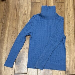 Talbots Beautiful Blue Pima Cotton Turtleneck Sweater